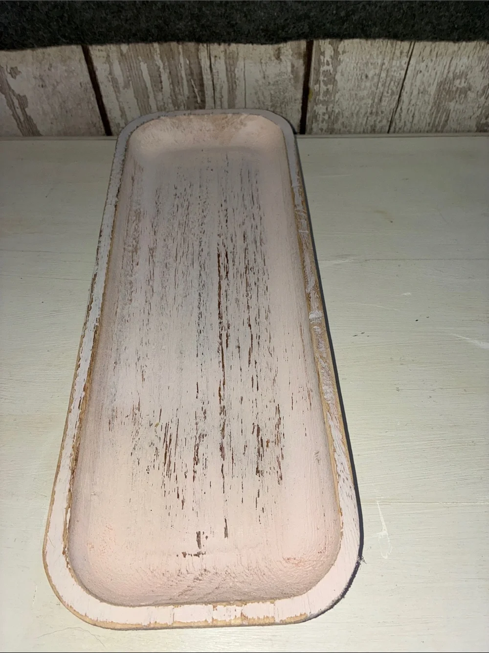 Source Unknown Pale Pink Distressed Wooden Bath Vanity Tray (Tray only)